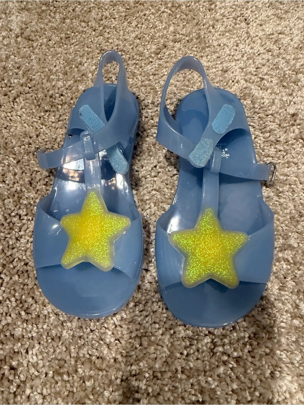 Old Navy Blue Jelly Sandals with Yellow Glitter Stars